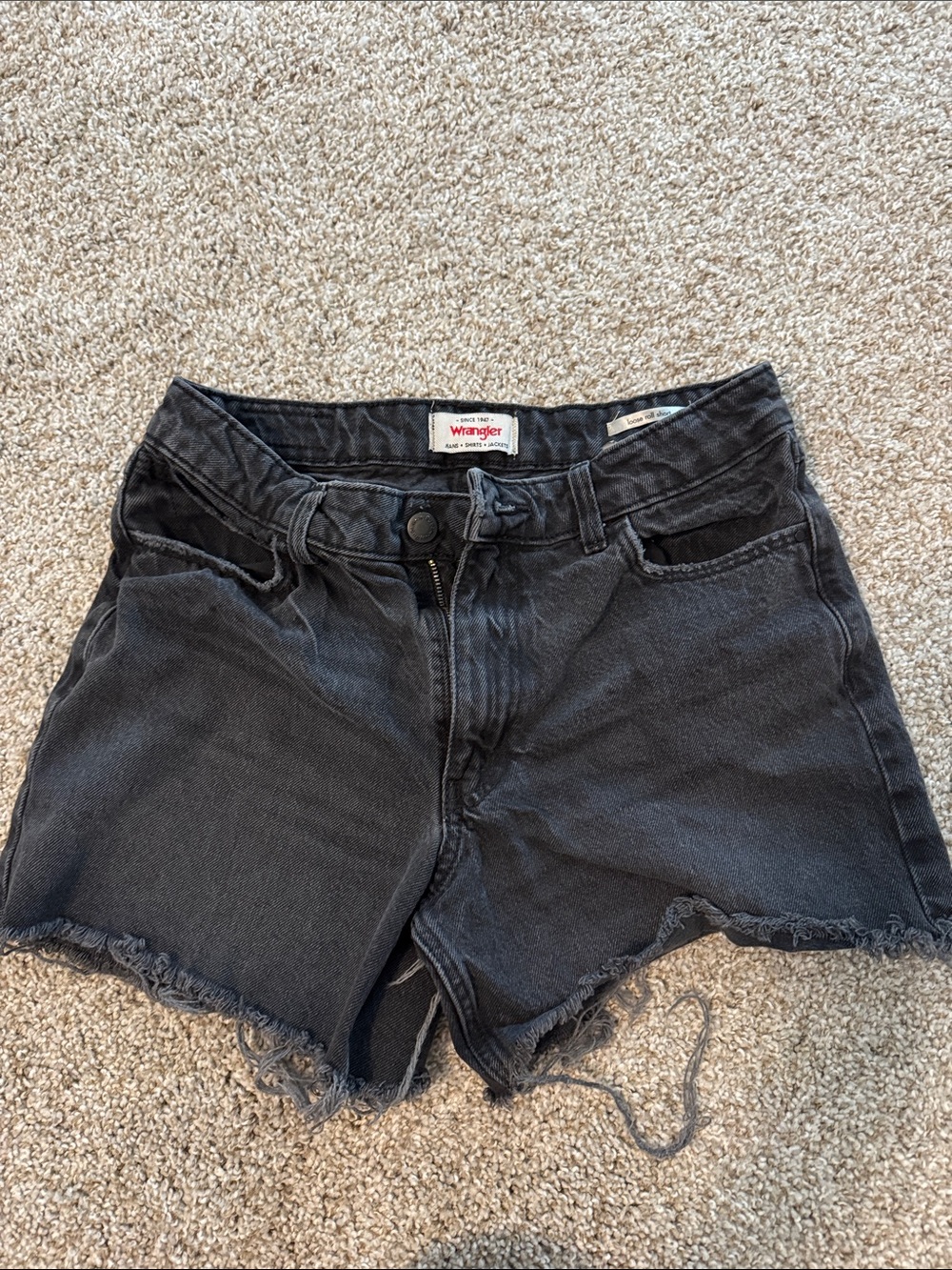 Wrangler Black Denim Raw-Hem Cutoff Shorts